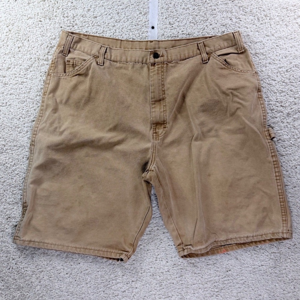 Dickies Carpenter Shorts Mens 42 Tan Duck Canvas Utility Workwear GD200RBD